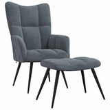 Relaxing chair with Footstool Dark Grey Velvet 42022448