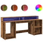 Desk with LED Lights Old Wood 200x55x91 cm Engineered Wood 3309445