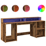 Desk with LED Lights Old Wood 200x55x91 cm Engineered Wood 3309445