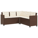 ZNTS Garden Sofa with Table and Cushions L-Shaped Brown Poly Rattan 369040