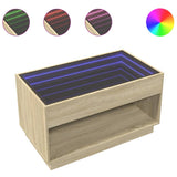 ZNTS Coffee Table with Infinity LED Sonoma Oak 90x50x50 cm 847667