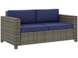 Rattan Sofa, 2 Seater Garden Furniture with Soft Padded Cushion and Armrests, Wicker Garden Loveseat T3398P325215