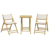 3 Piece Folding Bistro set with Cream White Cushions Bamboo 3208933
