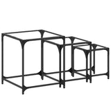 ZNTS Nesting Coffee Tables 3 pcs with Transparent Glass Top Steel 845986