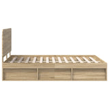 Bed Frame with Headboard Sonoma 140 x 190 cm Solid Pine Wood 3412490