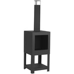 ZNTS Esschert Design Outdoor Fireplace with Firewood Storage Black FF410 421283