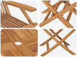 3 Piece Folding Garden Bistro Set 3 pcs Natural Solid Teak Wood 3434119