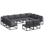 Garden Sofa Set with Cushion Black Aluminium 3378916