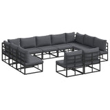 Garden Sofa Set with Cushion Black Aluminium 3378916