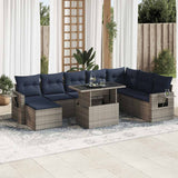 9 Piece Garden Sofa Set with Cushions Grey Poly Rattan Acacia 3326532