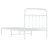 Bed Frame White Steel Single Bed Frame Rectangular Industrial 352620