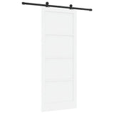 Sliding Door White and Black 93 x 232 cm Solid Pine Wood 3333351