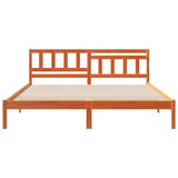 Bed Frame with Headboard Wax Brown 140 x 200 cm Solid Pine Wood 872289
