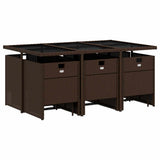 11 Piece Garden Dining Set with Cushions Brown Poly Rattan 3210609