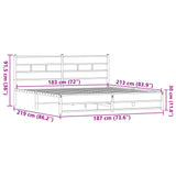 Metal Bed Frame without Mattress Brown Oak 183x213 cm 3308513