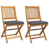 Folding Chair 2 pcs Grey 49 x 57.5 x 92cm Solid Acacia wood 42000954