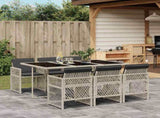 7 Piece Garden Dining Set with Cushions Light Grey Poly Rattan 3210731