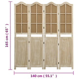 4-Panel Room Divider Brown 140x165 cm Fabric 338591