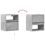 ZNTS Wall-mounted Bedside Cabinets with LED Lights 2 pcs Concrete Grey 3307982