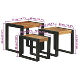 Nesting Table 3 pcs Brown and Black Solid Acacia Wood and Metal 4104728