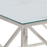 Coffee Table Silver Stainless Steel and Tempered Glass 349979