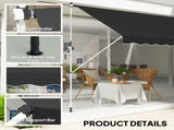 3x1.5m Adjustable Outdoor Aluminium Frame Awning Black T3398P315938