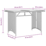 Garden Table with Wooden Top Black 110x68x70 cm Poly Rattan 366355