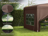 3 x 3 m Pop Up Gazebo, Wedding Party Canopy Tent Marquee with Carry Bag and Windows, Coffee T3398P314131