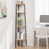4-Tier Corner Shelf Light Brown and Black 45.5x31.5x150 cm 336391