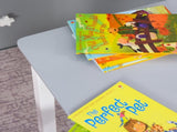 4-Piece Kids Table and Chair Set with 2 Wooden Chairs, 1 Storage Bench, and Interesting Modern T3398P347691