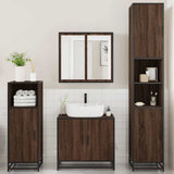 4 Piece Bathroom Furniture Set Brown Oak Engineered Wood 3301189