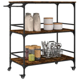 Kitchen Trolley Smoked Oak 100.5x50x105 cm Engineered Wood 842333