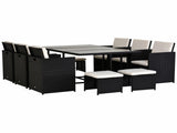 Rattan Dining Set Garden Furniture Patio set 11 PC with Cushion Black /Milk White T3398P325143