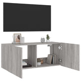 TV Wall Cabinet with LED Lights Grey Sonoma 100x35x41 cm 837328