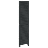 Room Divider 4 Panels Black Solid Wood Paulownia 358849