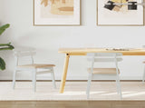 Dining Chair 2 pcs White and Brown Solid Rubber Wood 42020517