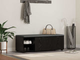 Hall Bench with Cushion with Shelf Black Oak 100 x 38 x 46 cm 891513