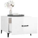 Coffee Tables with Metal Legs 2 pcs High Gloss White 50x50x40 cm 812739