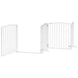 Dog Gate with Door Foldable 8 Panels White 640 cm Poplar Wood 3155622