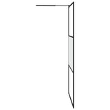 Walk-in Shower Wall with Shelf Black 115x195 cm ESG Glass&Aluminium 3185483