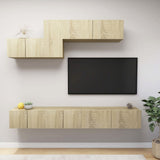 6 Piece TV Cabinet Set Sonoma Oak Engineered Wood 3079045