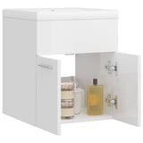 Sink Cabinet with Built-in Basin High Gloss White Engineered Wood 3070817