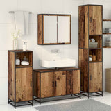Bathroom Furniture Set with Door 3 pcs Old Wood Engineered Wood 3402396