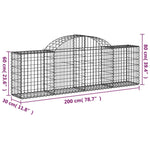Arched Gabion Baskets 10 pcs 200x30x60/80 cm Galvanised Iron 3146076