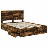 Bed Frame with Drawer Smoked Oak 140 x 190 cm Engineer Wood 3409458