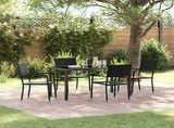 Garden Dining Set with Cushion 5 pcs Black Poly Rattan 3380038