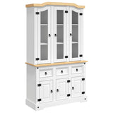 Highboard Corona White 112x43x196 cm Solid Wood Mexican Pine 355086