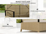 125L Garden Storage Bench, 2 Seater PE Rattan Outdoor Bench Storage Box with Padded Cushion, Khaki T3398P552617