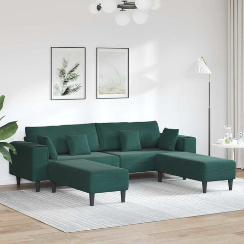 Velvet Sofa with Cushion 3 pcs Dark Green 208 cm Velvet 3335174