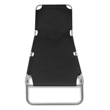 Sun Lounger Black Powder-coated steel 189 cm long Foldable 41478